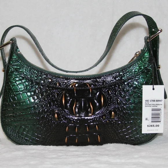 NWT BRAHMIN Kyrie Shoulder Bag Purse Handbag Evergreen Ombre Melbourne Leather - Picture 4 of 7